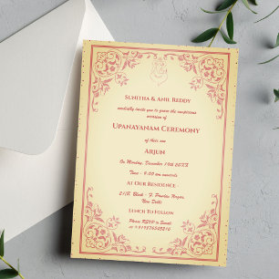 Invitación Ceremonia de Janeu en Upanayanam, alias Hindu Holy