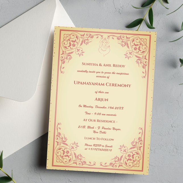 Invitación Ceremonia de Janeu en Upanayanam, alias Hindu Holy (Subido por el creador)