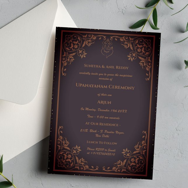 Invitación Ceremonia de Janeu en Upanayanam, alias Hindu Holy (Subido por el creador)