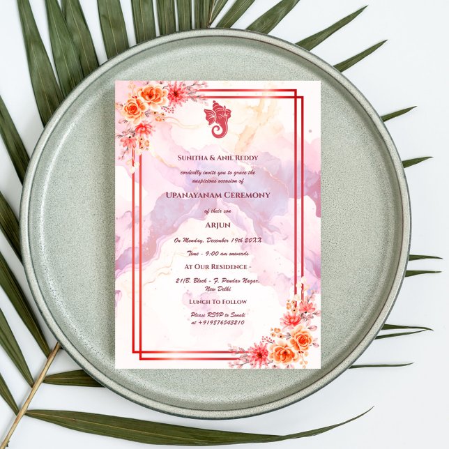 Invitación Ceremonia de Janeu en Upanayanam, alias Hindu Holy (Subido por el creador)