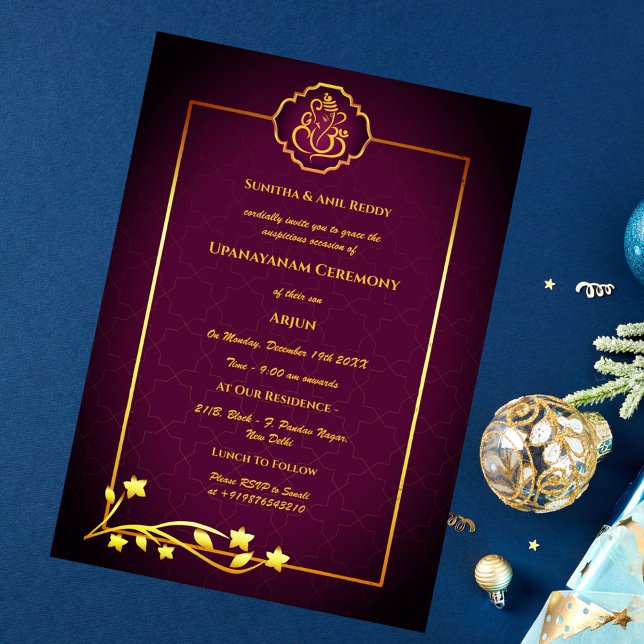 Invitación Ceremonia de Janeu en Upanayanam, alias Hindu Holy (Subido por el creador)