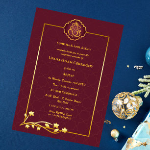 Invitación Ceremonia de Janeu en Upanayanam, alias Hindu Holy