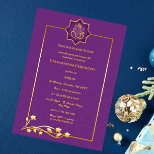 Invitación Ceremonia de Janeu en Upanayanam, alias Hindu Holy