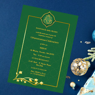 Invitación Ceremonia de Janeu en Upanayanam, alias Hindu Holy