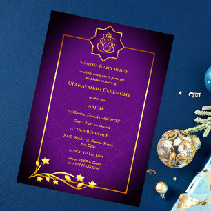 Invitación Ceremonia de Janeu en Upanayanam, alias Hindu Holy