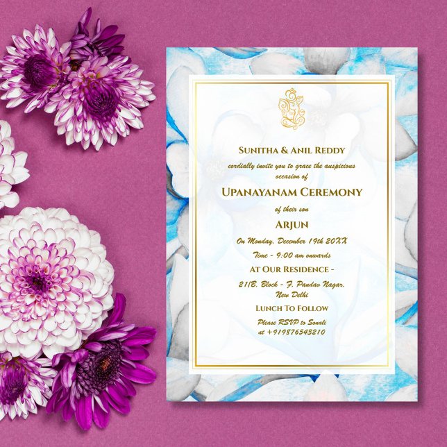 Invitación Ceremonia de Janeu en Upanayanam, alias Hindu Holy (Subido por el creador)
