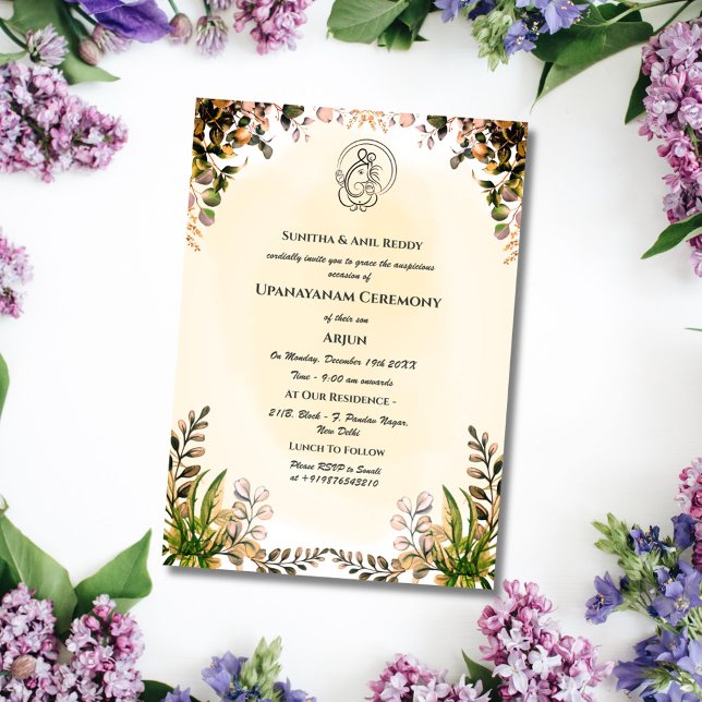 Invitación Ceremonia de Janeu en Upanayanam, alias Hindu Holy (Subido por el creador)