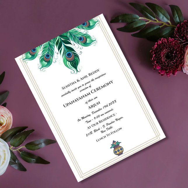 Invitación Ceremonia de Janeu en Upanayanam, alias Hindu Holy (Subido por el creador)