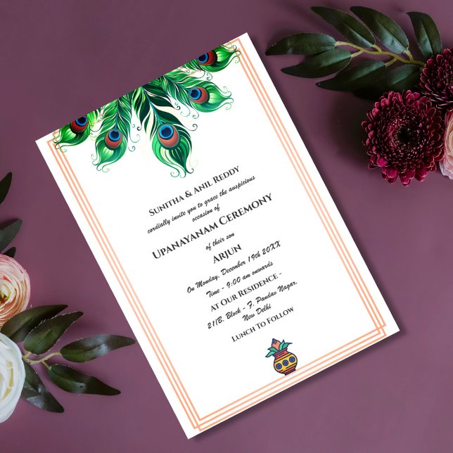 Invitación Ceremonia de Janeu en Upanayanam, alias Hindu Holy (Subido por el creador)