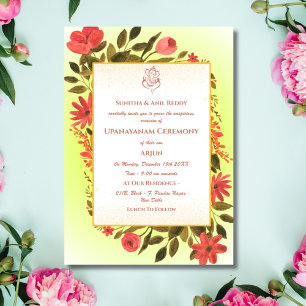 Invitación Ceremonia de Janeu en Upanayanam, alias Hindu Holy