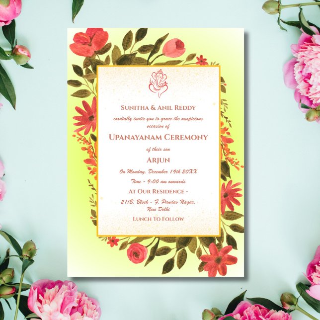 Invitación Ceremonia de Janeu en Upanayanam, alias Hindu Holy (Subido por el creador)