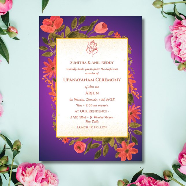 Invitación Ceremonia de Janeu en Upanayanam, alias Hindu Holy (Subido por el creador)