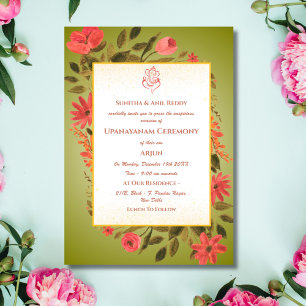 Invitación Ceremonia de Janeu en Upanayanam, alias Hindu Holy