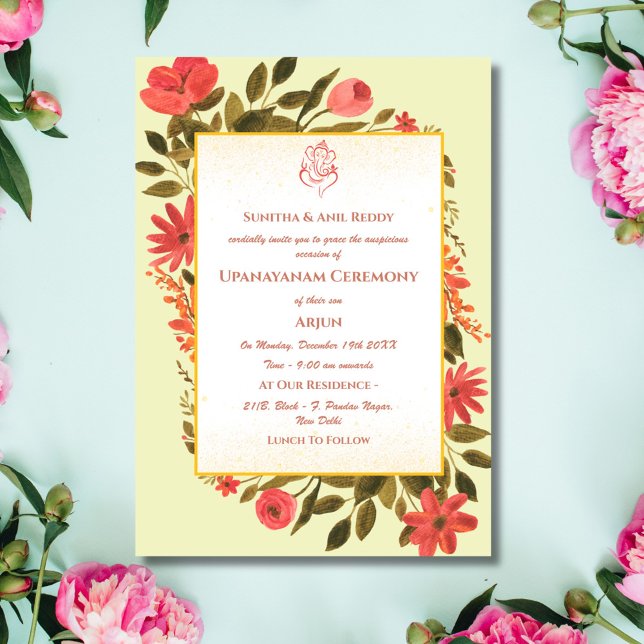 Invitación Ceremonia de Janeu en Upanayanam, alias Hindu Holy (Subido por el creador)