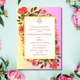 Invitación Ceremonia de Janeu en Upanayanam, alias Hindu Holy