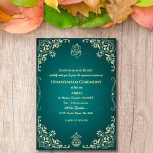 Invitación Ceremonia de Janeu en Upanayanam, alias Hindu Holy