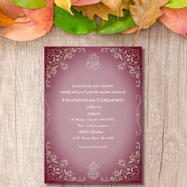 Invitación Ceremonia de Janeu en Upanayanam, alias Hindu Holy (Subido por el creador)