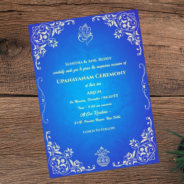 Invitación Ceremonia de Janeu en Upanayanam, alias Hindu Holy (Subido por el creador)