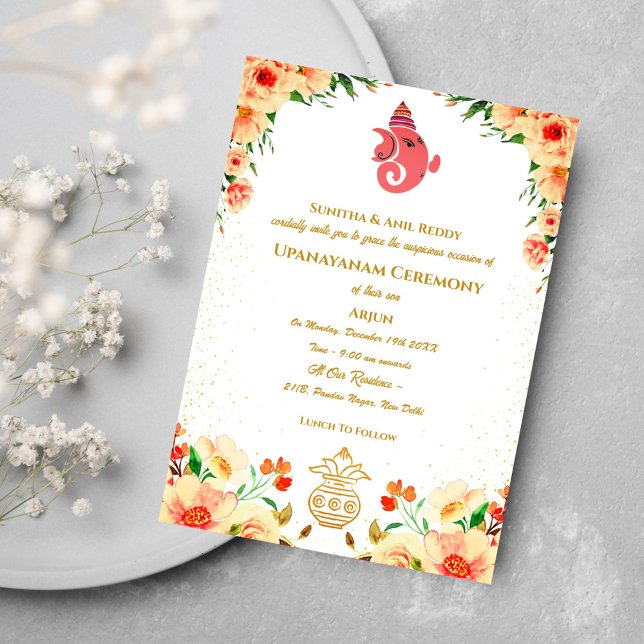 Invitación Ceremonia de Janeu en Upanayanam, alias Hindu Holy (Subido por el creador)