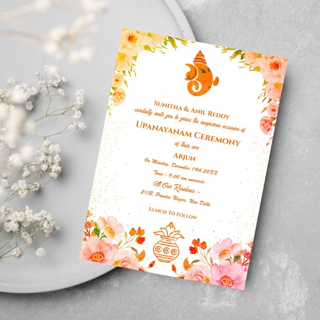 Invitación Ceremonia de Janeu en Upanayanam, alias Hindu Holy (Subido por el creador)