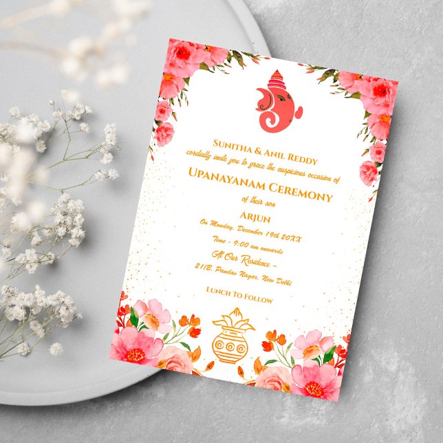 Invitación Ceremonia de Janeu en Upanayanam, alias Hindu Holy (Subido por el creador)