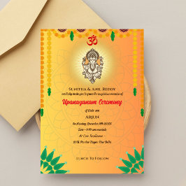 Invitación Ceremonia de Janeu en Upanayanam, alias Hindu Holy