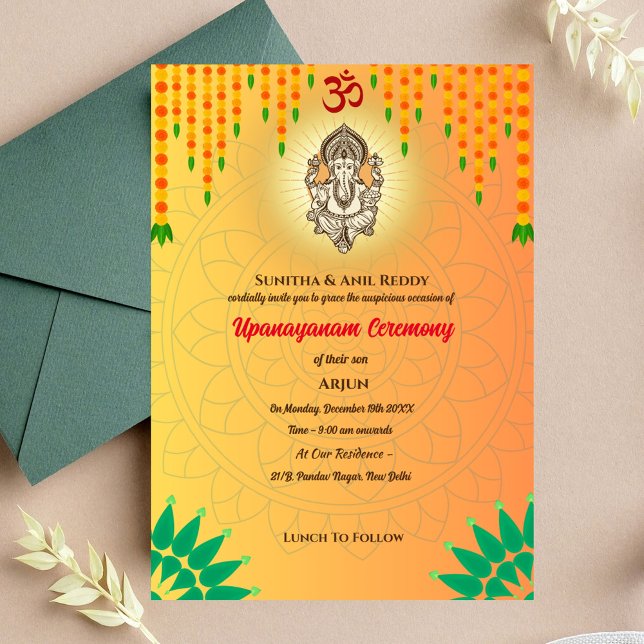 Invitación Ceremonia de Janeu en Upanayanam, alias Hindu Holy (Subido por el creador)