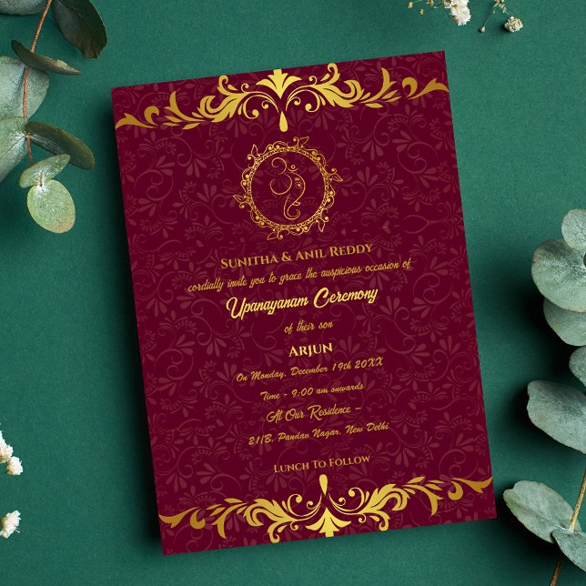 Invitación Ceremonia de Janeu en Upanayanam, alias Hindu Holy (Subido por el creador)