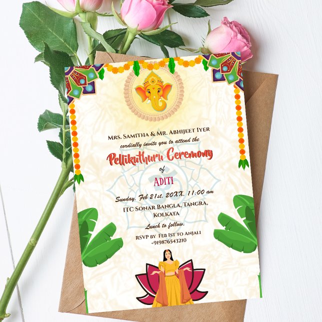 Invitación Ceremonia de la novia hindú del sur de India Pelli (Subido por el creador)