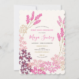Invitación Ceremonia de la primera arroz Pink Meadow