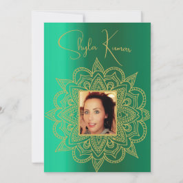 Invitación Ceremonia de media sari Oro verde hindú