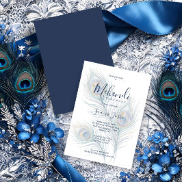Invitación Ceremonia de Mehendi de Plumas de Pavo Real Elegan