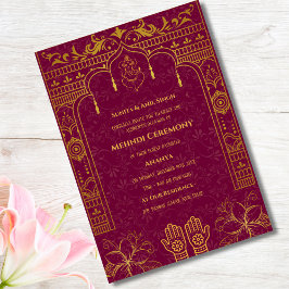 Invitación Ceremonia de Mehndi de la Novia India con Elemento