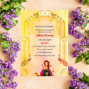 Invitación Ceremonia de Mehndi de la Novia India Diseño de Pa