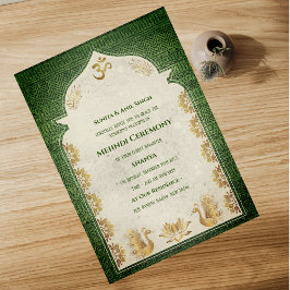 Invitación Ceremonia de Mehndi de la Novia India Diseño de Pa