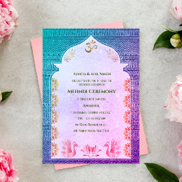 Invitación Ceremonia de Mehndi de la Novia India Diseño de Pa