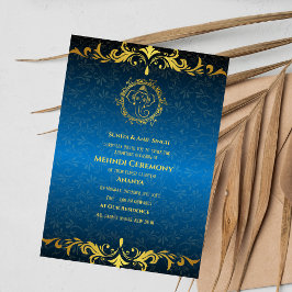 Invitación Ceremonia de Mehndi de la Novia India Diseño Dorad