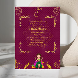 Invitación Ceremonia de Mehndi de la Novia India Ganesha