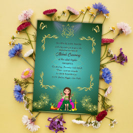 Invitación Ceremonia de Mehndi de la Novia India Ganesha