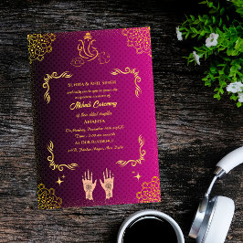 Invitación Ceremonia de Mehndi de la Novia India Ganesha