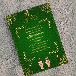 Invitación Ceremonia de Mehndi de la Novia India Ganesha