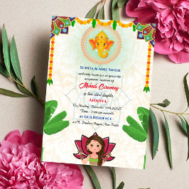 Invitación Ceremonia de Mehndi de la Novia India Ganesha Árb