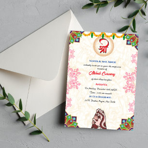 Invitación Ceremonia de Mehndi de la Novia India Ganesha Chak