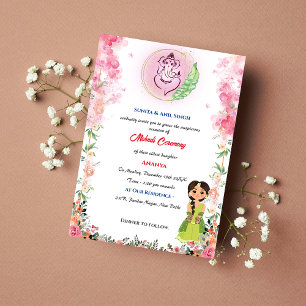 Invitación Ceremonia de Mehndi de la Novia India Ganesha Flor