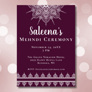 Invitación Ceremonia de Mehndi de Mandala Morado Moderno