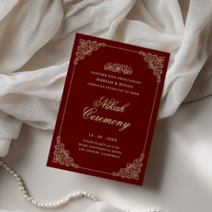 Invitación Ceremonia de Nikah Barroco Victoriano en Rojo Borg