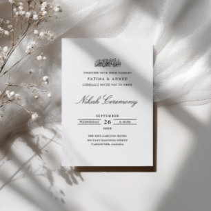 Invitación Ceremonia de Nikah con Caligrafía Formal Mínima