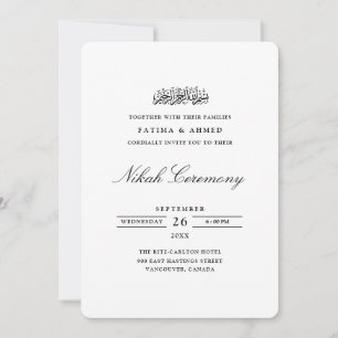 Invitación Ceremonia de Nikah con caligrafía formal minimalis