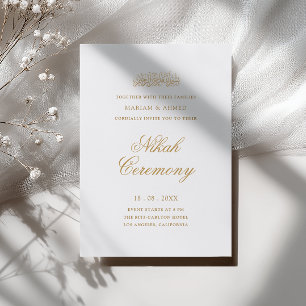 Invitación Ceremonia de Nikah con Escritura Dorada Simple Mod