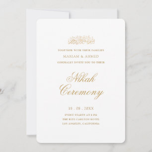 Invitación Ceremonia de Nikah con Escritura Dorada Simple Mod